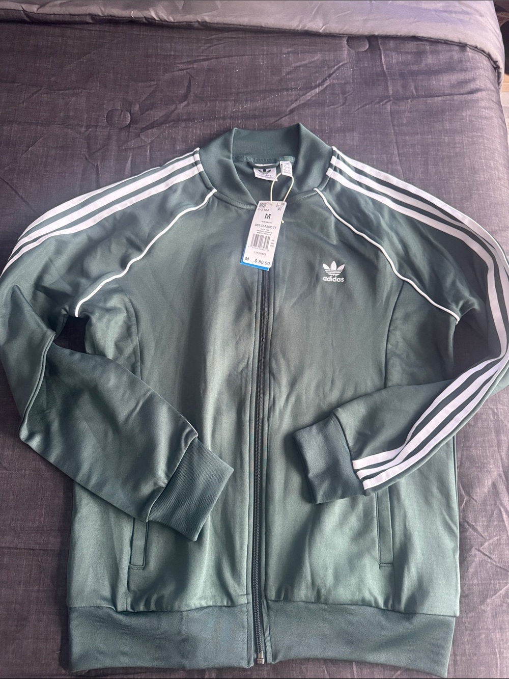 adidas Green Trefoil Track Jacket with White Stripes